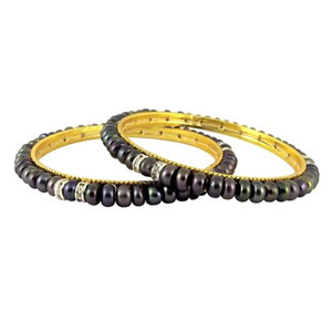 jpearls grey cz button pearl bangles 