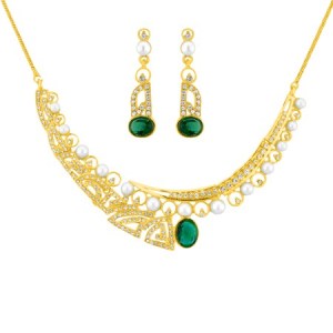 J Pearls gold cz pearl necklace set