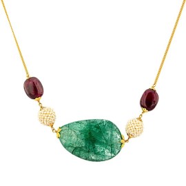 Gold chain with rubies and emeralds