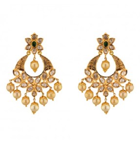 Emerald Gold Pearl Earrings at jpearls