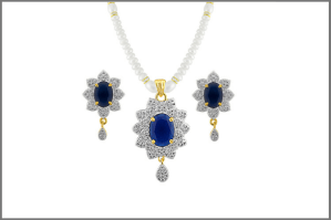 Aqua Marine Pearl Pendant Set at jpearls