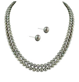 New Full Grey 2 Strings Pearl Set